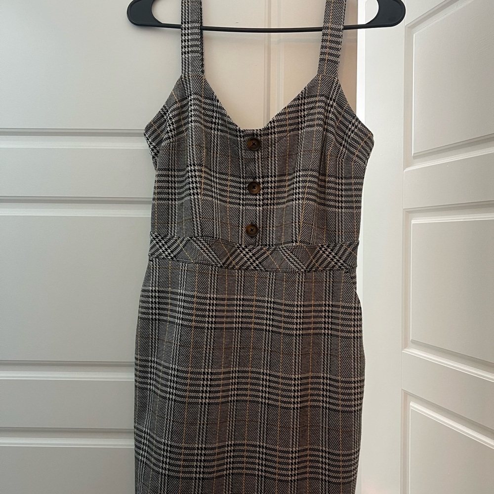 Plaid Button-Front Dress